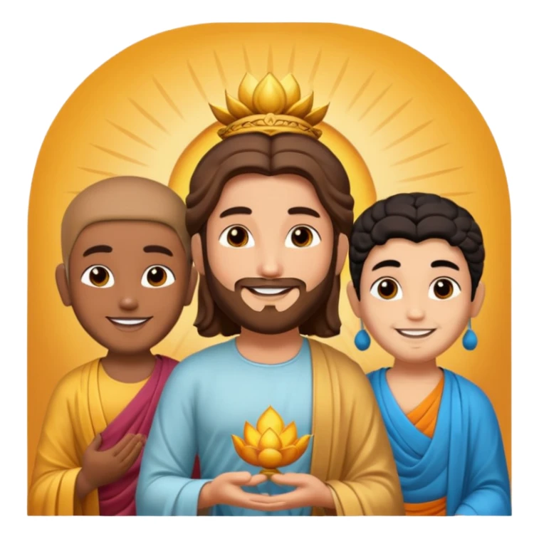 create an emoji of Jesus Budha and Krishna together sticker