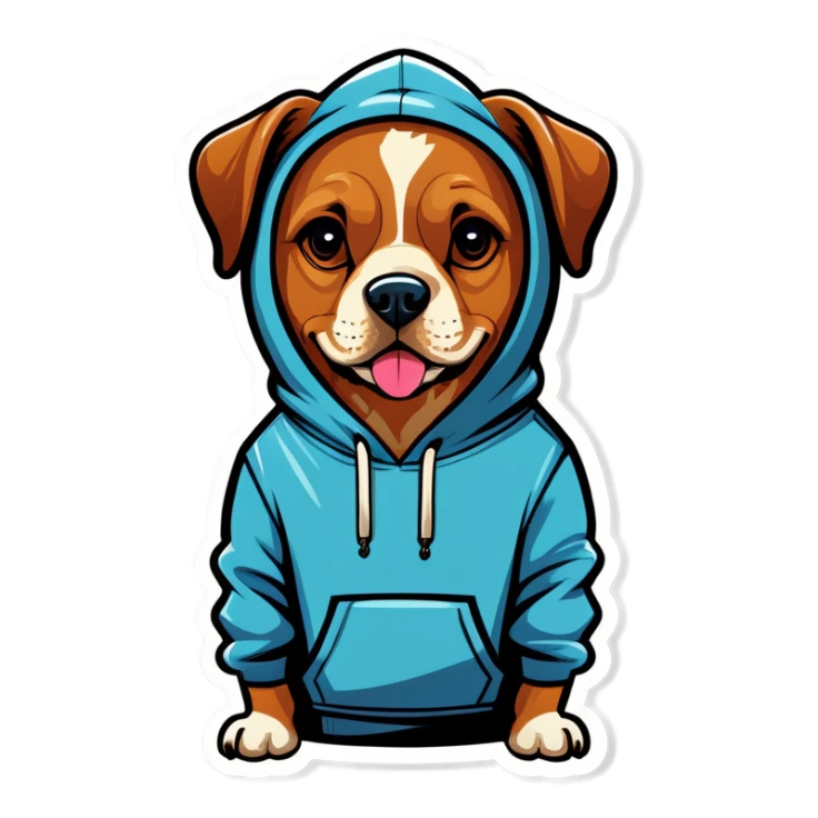 Dog wearing a hoodie  sticker