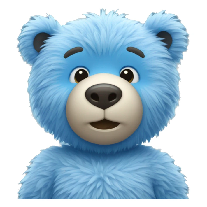 Blue fuzzy bear wearing a shirt saying “hello everyone” sticker