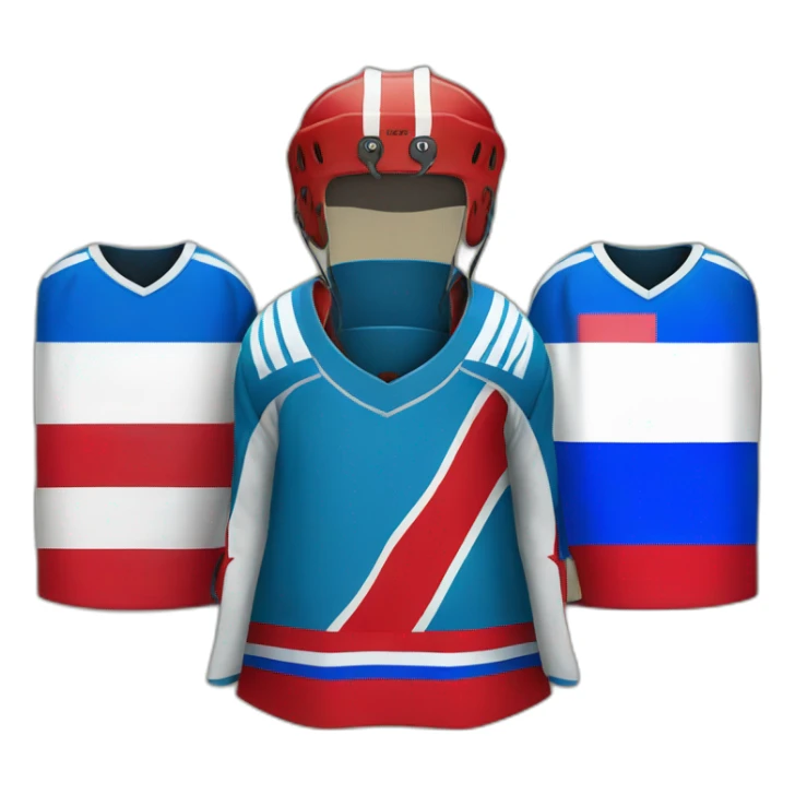 red hockey jersey with russian flag sticker