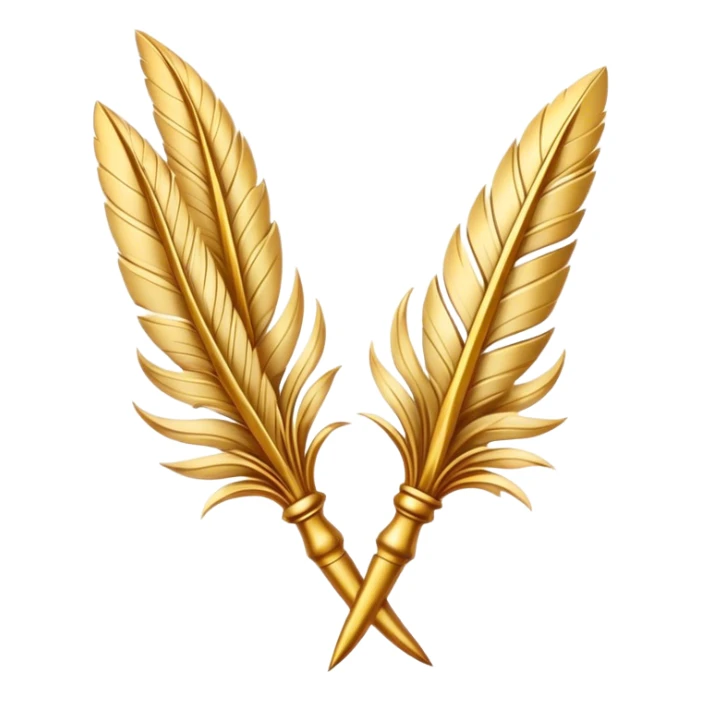 two golden quills crossing in front of each other sticker