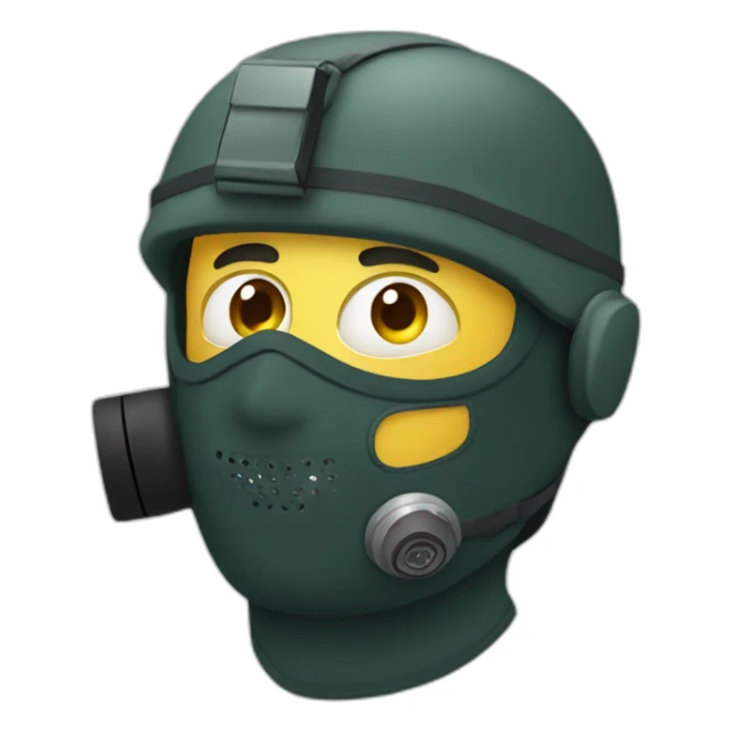 military in balaclava talking phone sticker