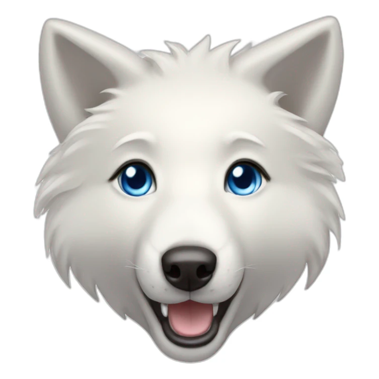 White wolf dog blue eyes short hair and smile sticker