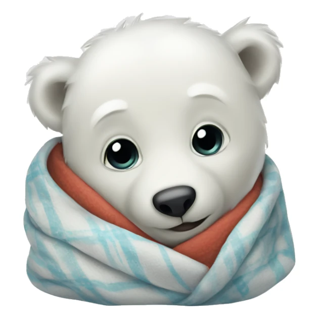 Baby polar bear wrapped in a blanket sticker