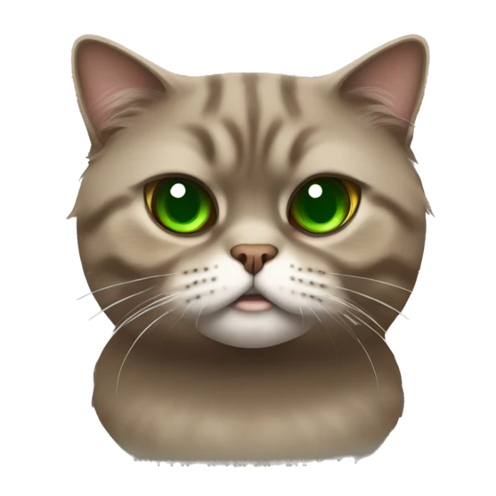 Brown scottish fold angry cat with green eyes  sticker