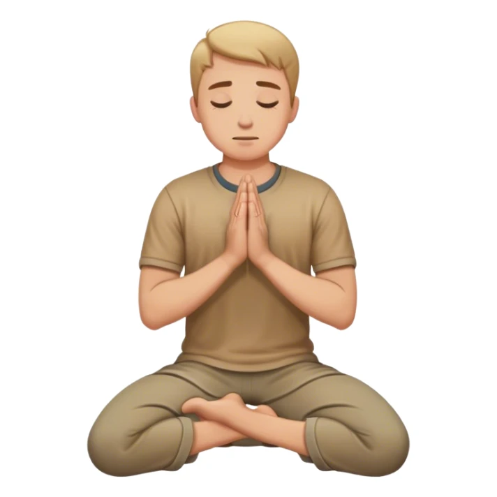 a white man kneeling on knees with hands in prayer  sticker