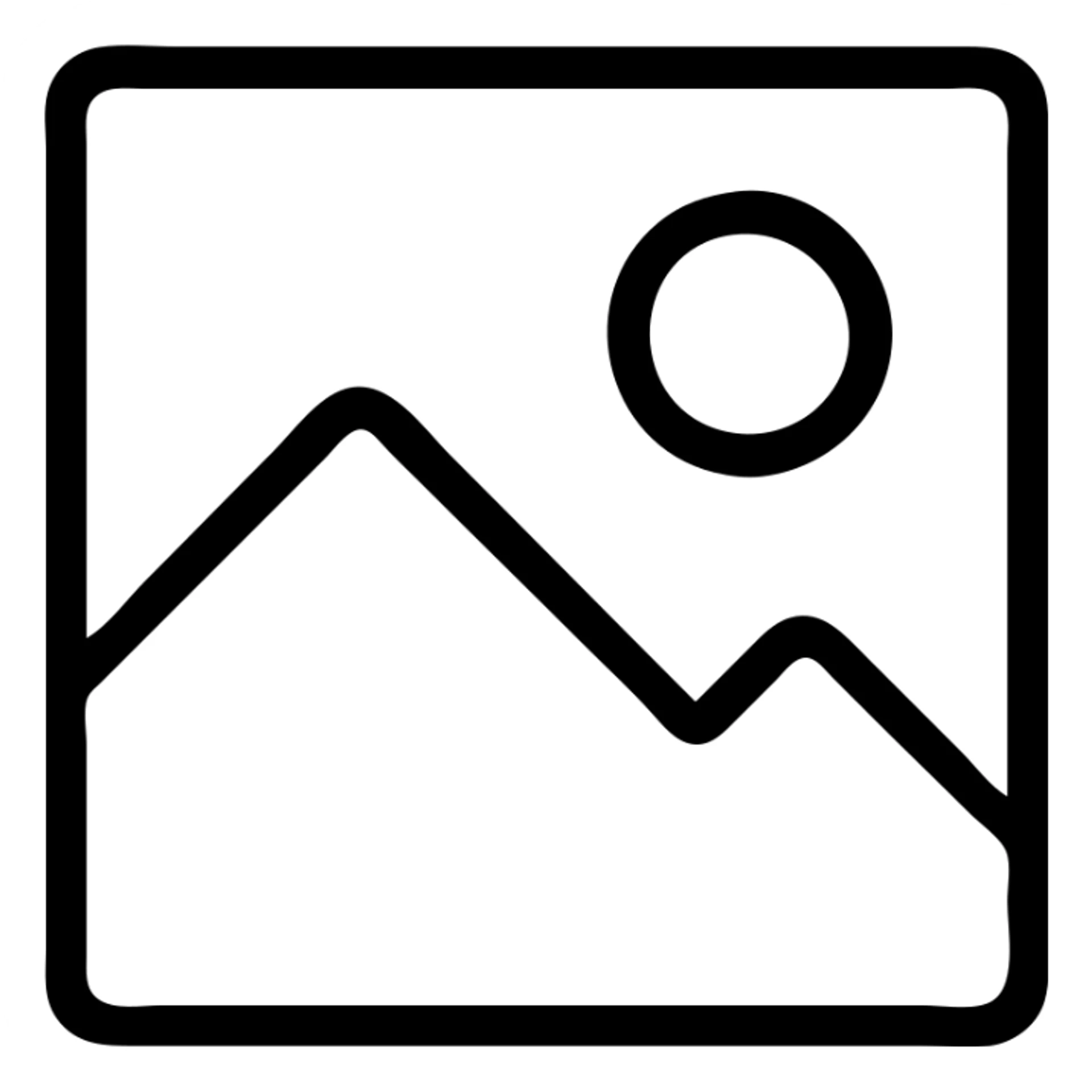 image placeholder icon with a mountain and sun, light gray, minimal style sticker