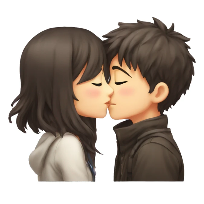 A Anime girl kiss a anime boy sticker