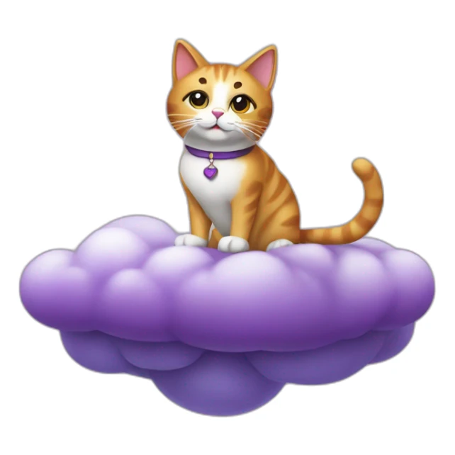 cat secretary sitting on top of the purple cloud sticker