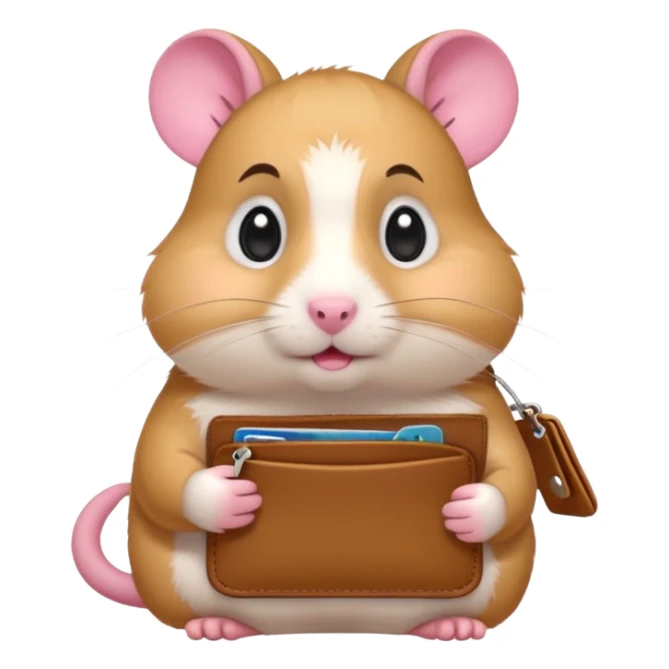 cartoon-style hamster melancholy expression opening his wallet to showcase nothing sticker