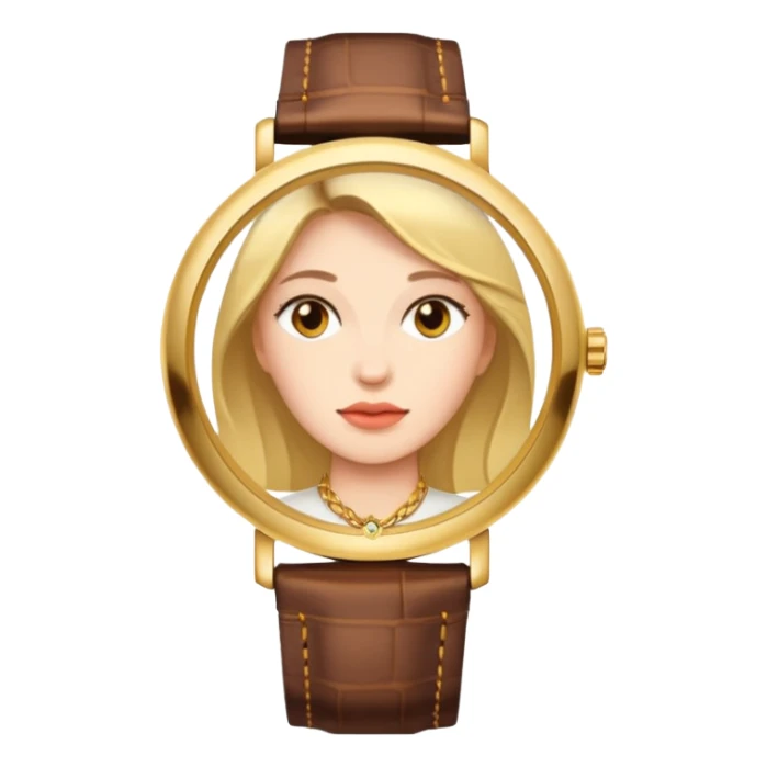 Woman with a gold watch sticker