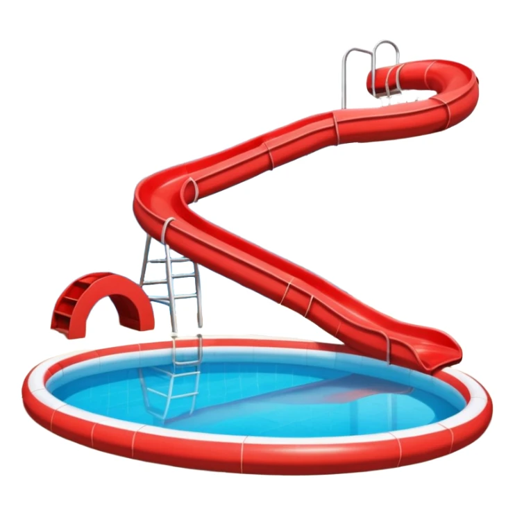 Indoor pool with red water slide sticker