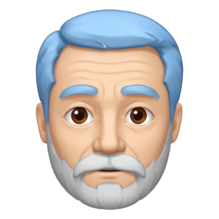 An elderly man with light-blue hair and beard, thick eyebrows, brown eyes, and a calm expression.b sticker