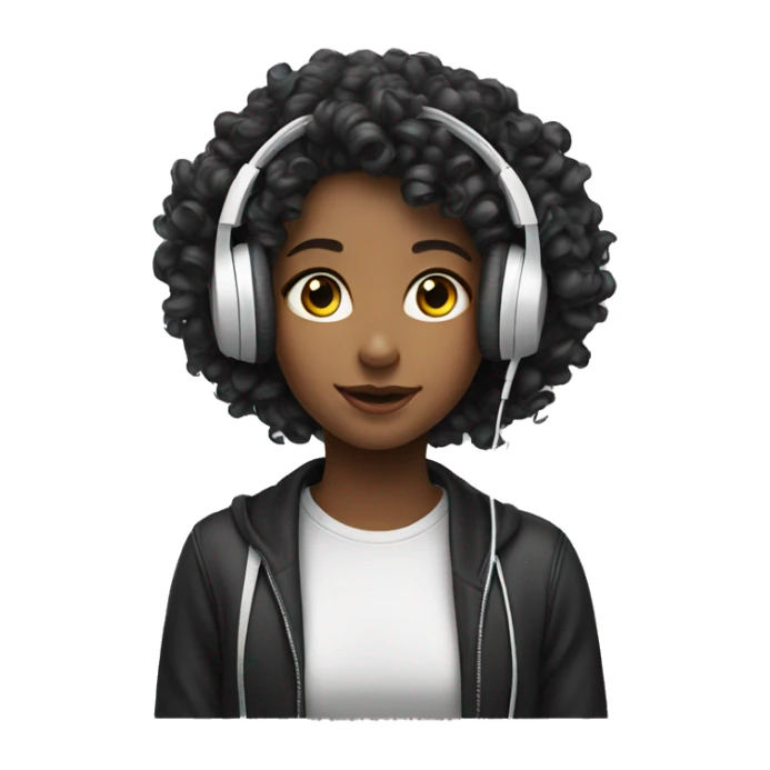 face earphones girl curly sticker