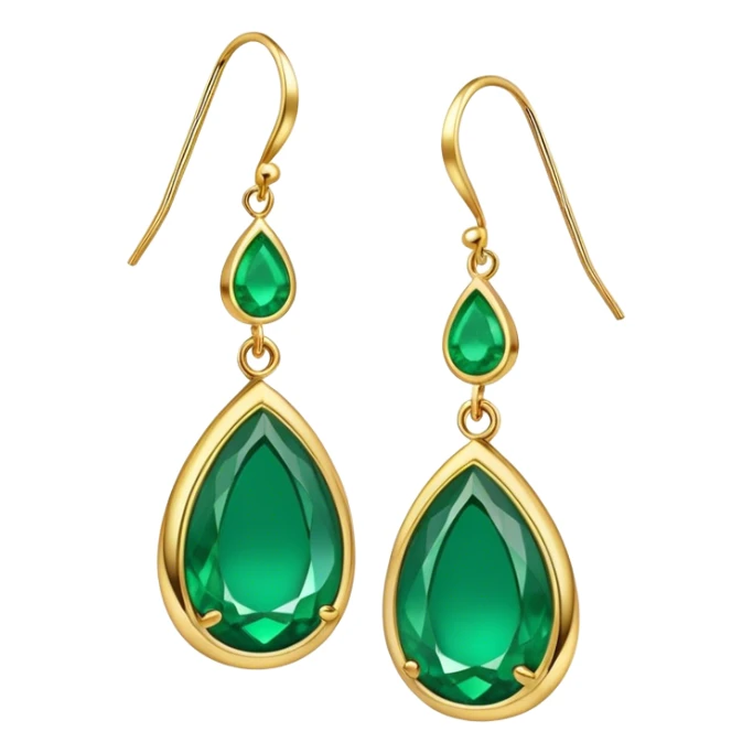 A pair of earrings with a smooth, curved teardrop shape, vibrant emerald green, sticker