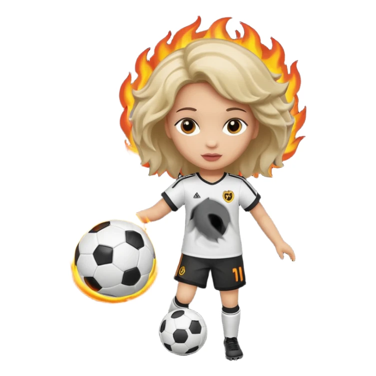 Boneca segurando uma Bola de futebol que está queimando sticker