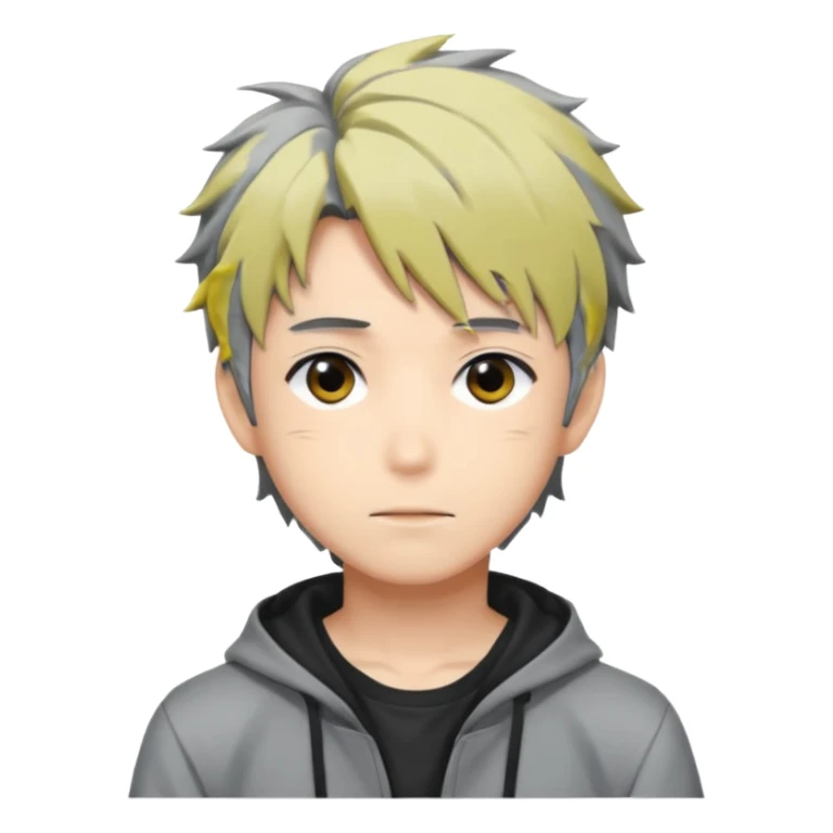 Anime boy Tokyo with messy black grey hair sticker