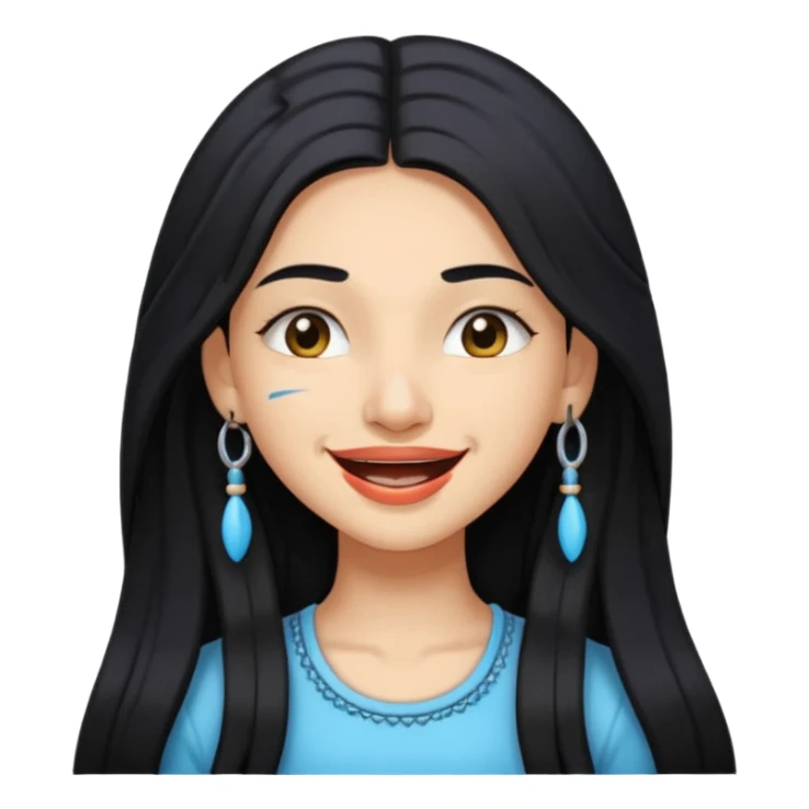pretty Indian girl with long hair and braces, winking sticker