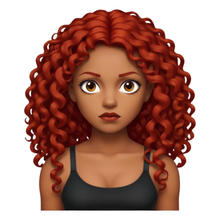 Preta, do cabelo grande cacheado, vermelho, cara de Seria, croped sticker