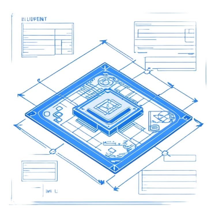 A blueprint with a UML diagram on it sticker