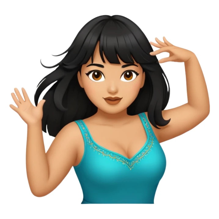 Latina girl with bangs black long hair plus size dancing sticker
