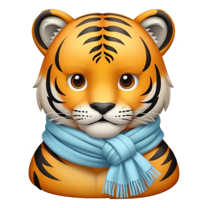 cold tiger face shivering with scarf and frost for Twitch emote sticker