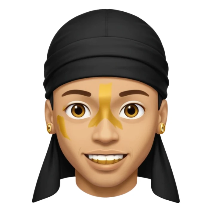 lightskin man with a black durag and grillz sticker