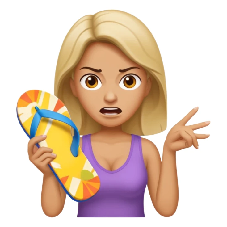 an angry mother with a flip-flop in her hand sticker
