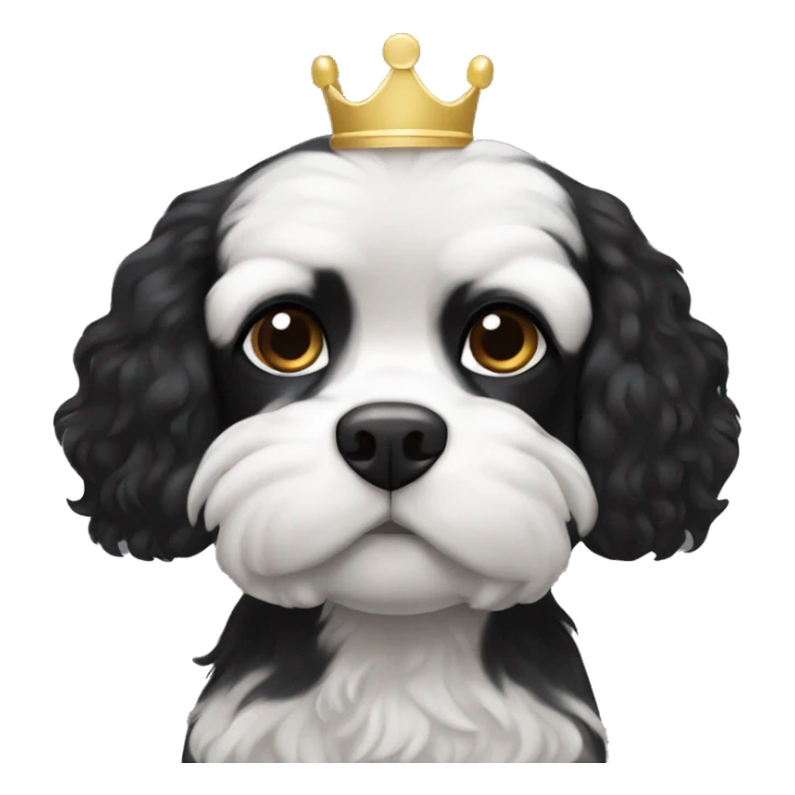 Small completely black king spaniel with black fur on his whole face and white stripe on chest sticker