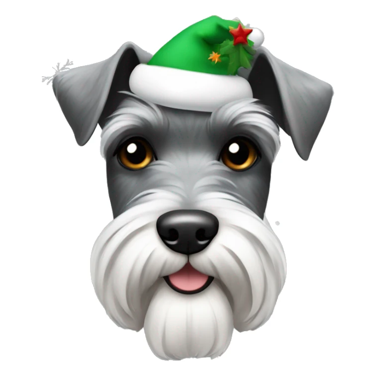 Schnauzer gray white black with Christmas vibes  sticker