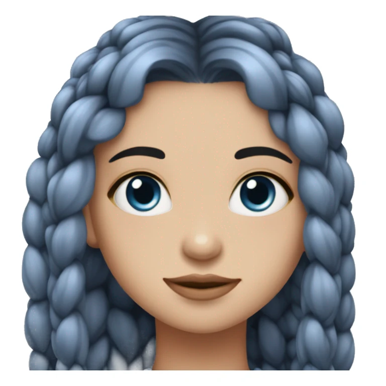 chica de ojos azules con trenzas largas color gris, con corazones  sticker