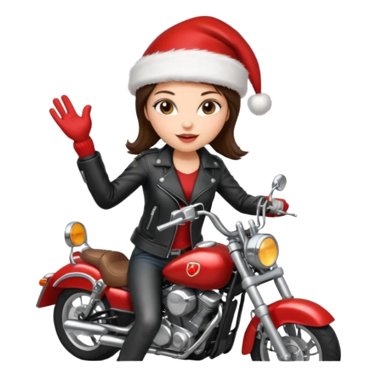 biker girl brune moto christmas sticker