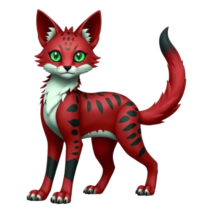 Epic complex knightly divine glorious futuristic detailed dark dusky gloomy deep gothic red, realistic Fakémon-Sprigatito-Floragato-Meowscarada-Trico-Sergal-Serval-Vernid-creature (full body) sticker