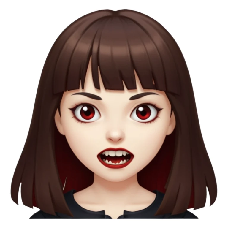 eu quero uma menina de franja e cabelo comprido cabelo castanho parecendo uma vampira sticker