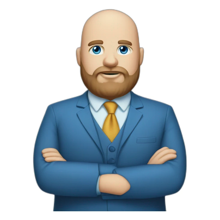 blue-eyed overweight bald man with a long beard in a blue suit sticker
