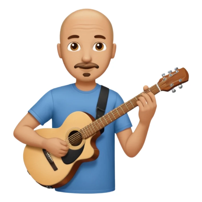 guitar player bald short mustache and goatee sticker