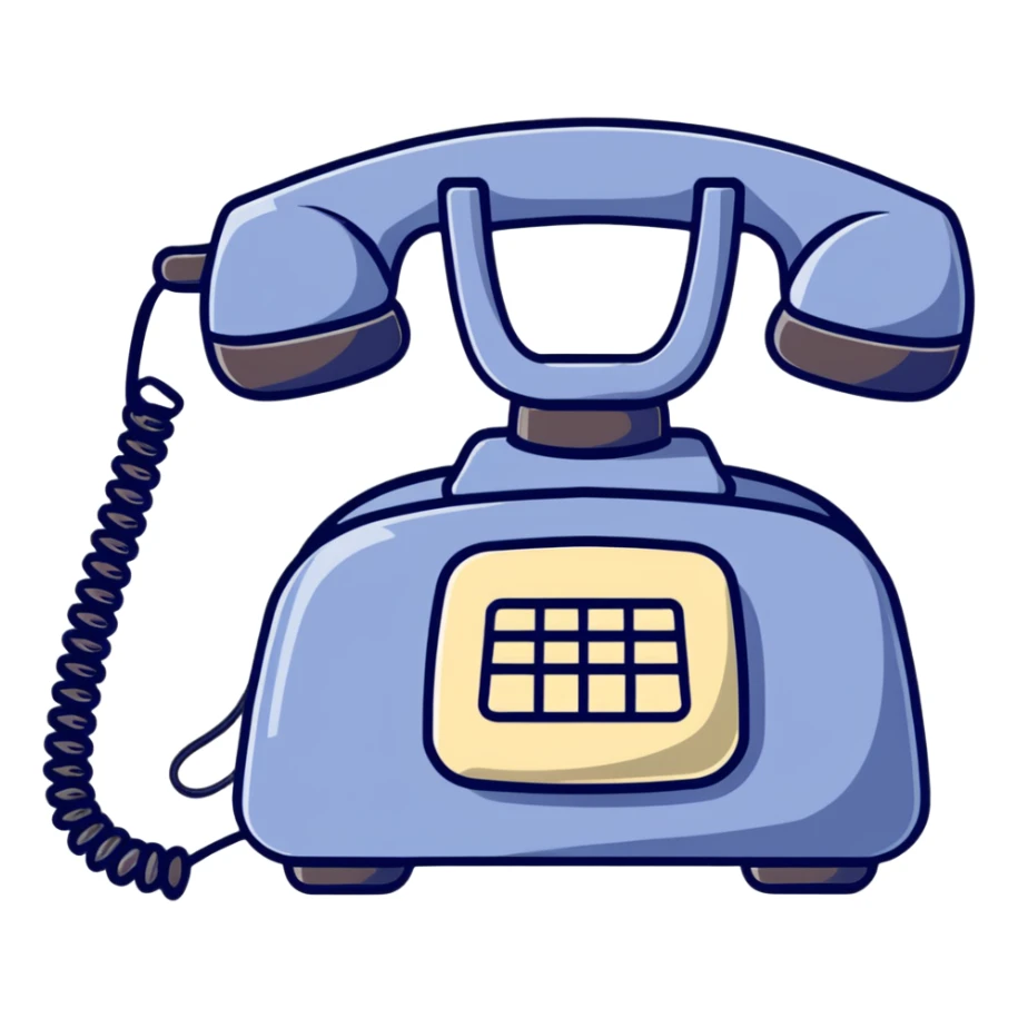 A retro corded telephone with spiral cord connecting handset to base sticker