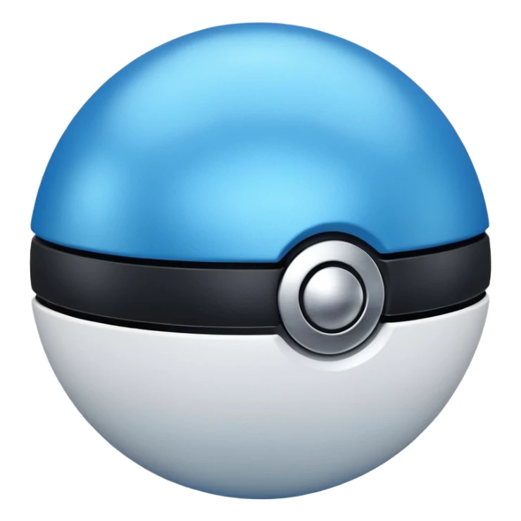 blue pokeball emoji, top half is a more saturated blue, bottom half is white, black stripe, with a metallic sheen sticker