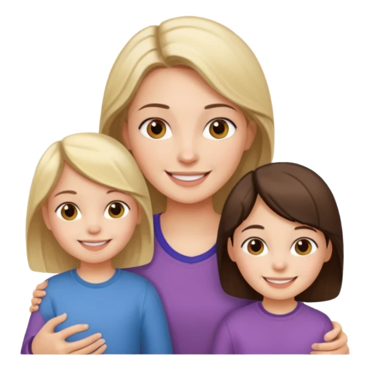 Girl with 2 kids sticker