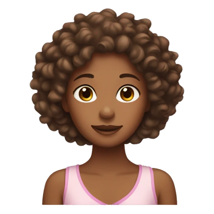 Girl with brown curly hair doing skin care sticker