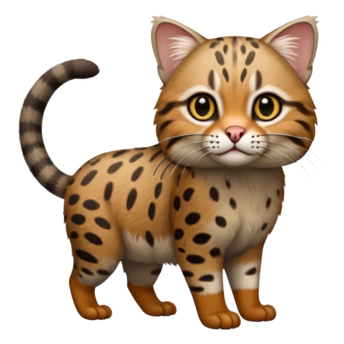 Realistic wild natural Pallas-cat-ocicat-ocelot-Rusty-spotted-cat-fusion-hybrid-animal-creature, full body sticker