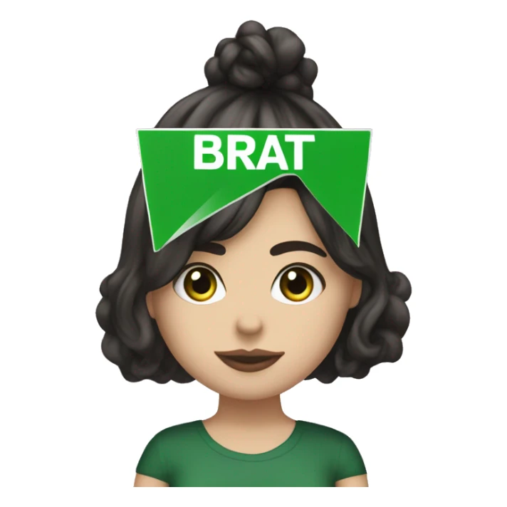 charli xcx holding a green sign that says ‘brat’ sticker