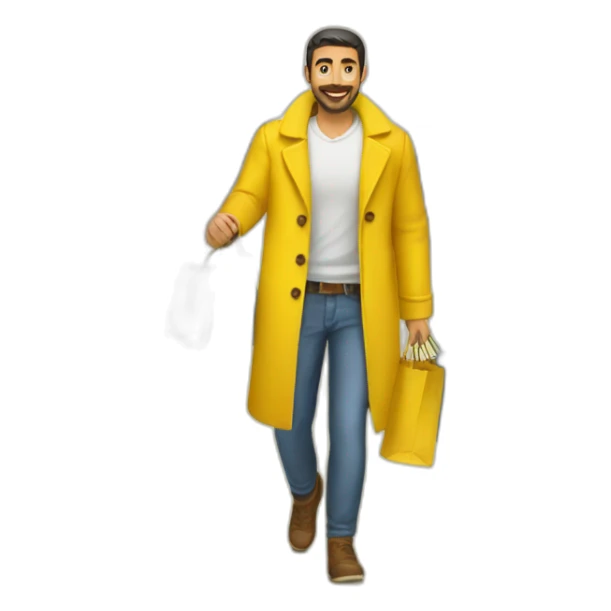 Armenian men doing shopping  in yellow clothes  sticker