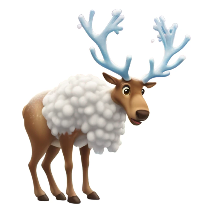 Flamboyant reindeer sniffing a line of snow sticker