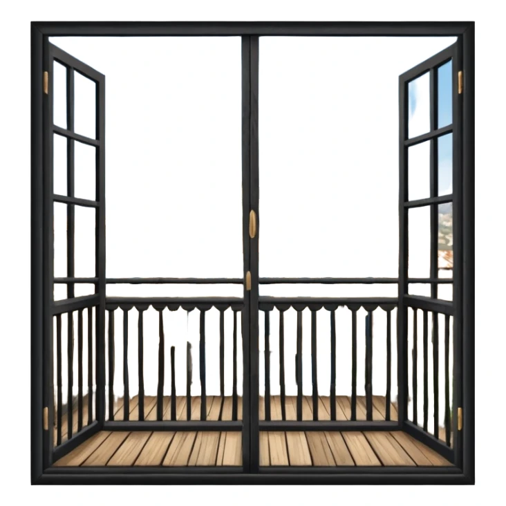 balcony with doors made out of wood sticker