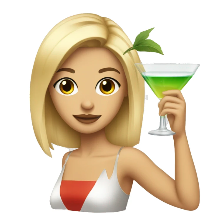 Blonde and straight hair girl sustaining cocktail sticker