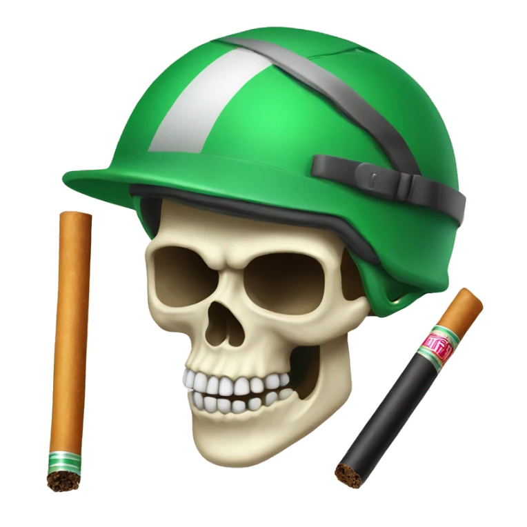 Skull with cigarrette and green helmet sticker