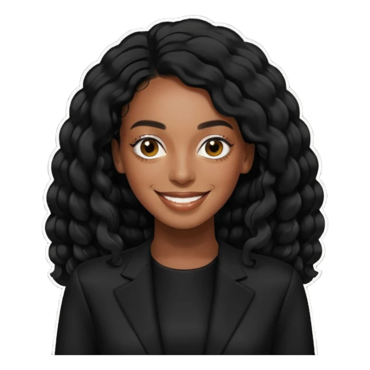 Solange, black long hair, black outfit sticker