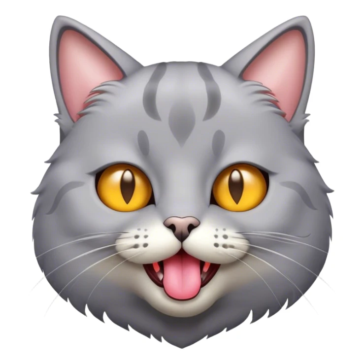 Grey cat sticks out the tongue sticker
