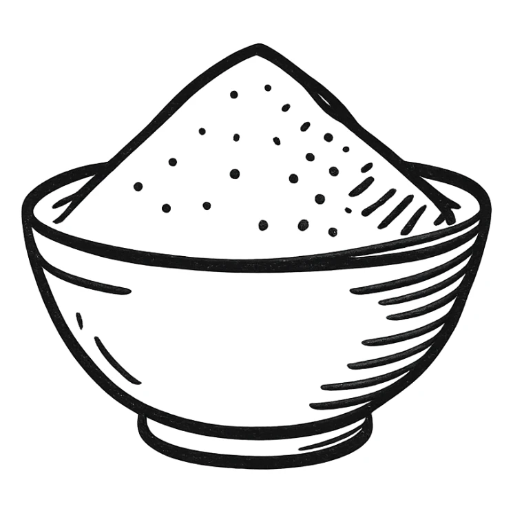 a bowl with sugar sticker